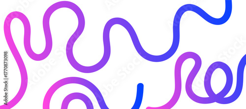 Abstract squiggly lines, Vibrant abstract gradient line with flowing pink to blue hues forming dynamic wavy curves. Modern minimalist background element perfect for posters, tech art, and digital desi
