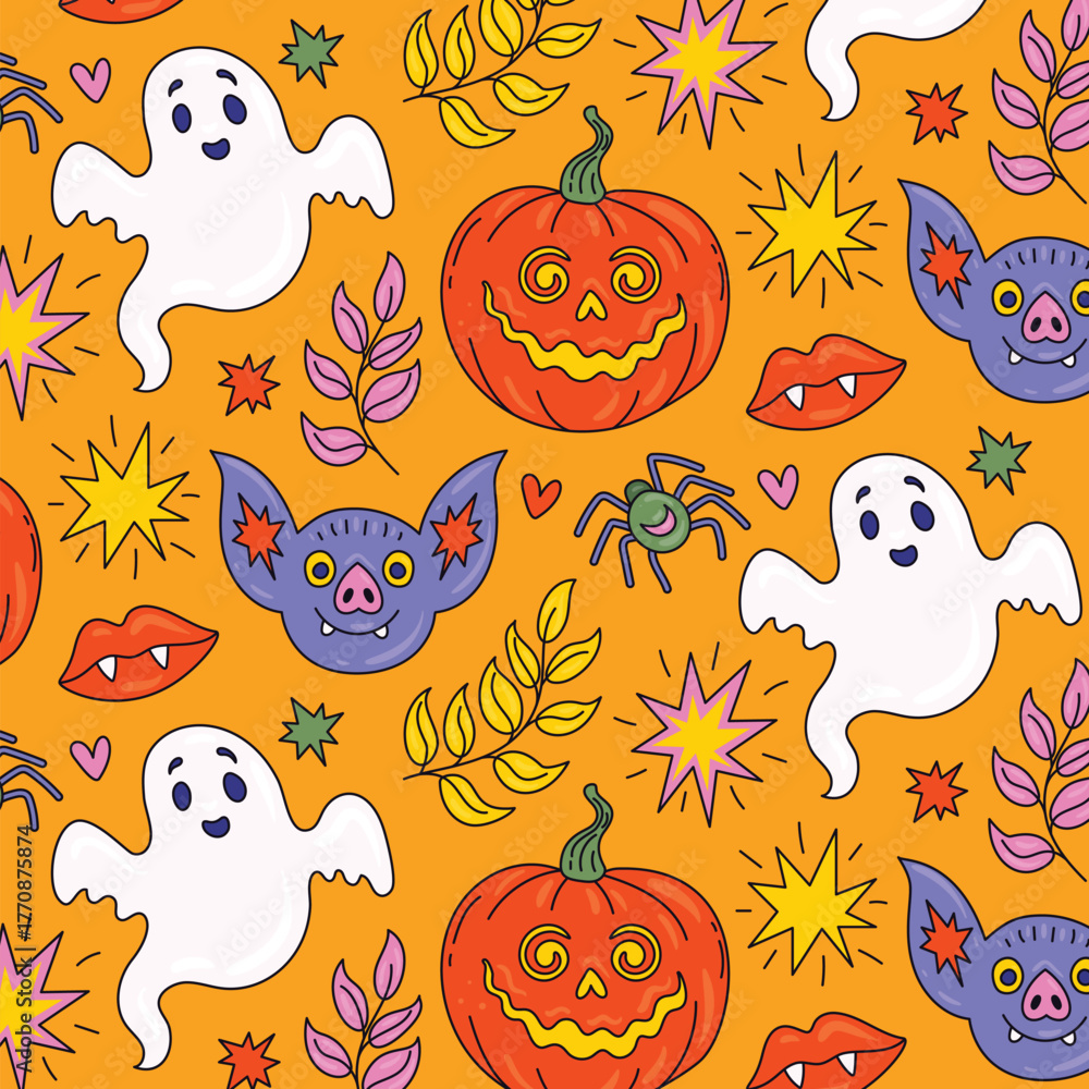 Fototapeta premium hand drawn pattern halloween season design vector illustration
