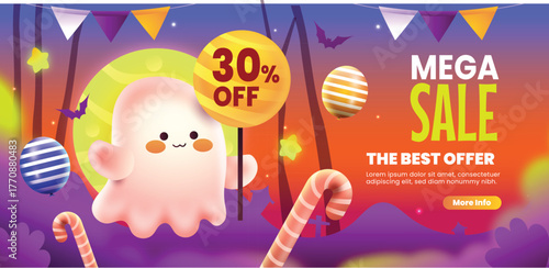 gradient horizontal banner template halloween season design vector illustration