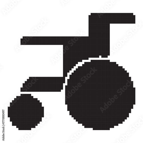 disabled person pixel icon, 8-bit. Vector illustration on a white background.