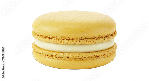 Yellow Macaroon with Cream Filling Isolated on Transparent Background