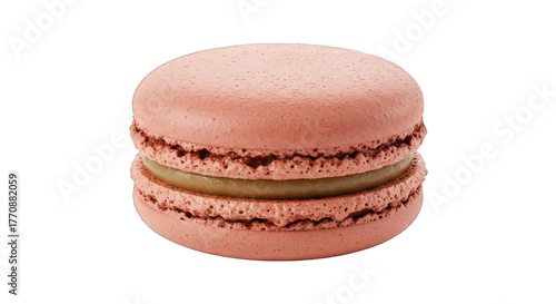 Pink Macaroon with Cream Filling Isolated on Transparent Background