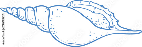  line art seashell illustration in minimal design. Perfect for beach prints, summer decor, nautical logos, resort patterns, and coastal wall art.