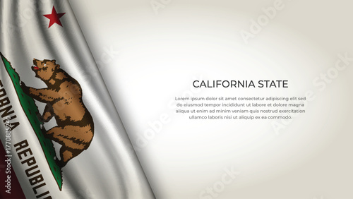 High Quality Backgound with Wavy Flag of State of California