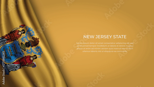 High Quality Backgound with Wavy Flag of State of New Jersey