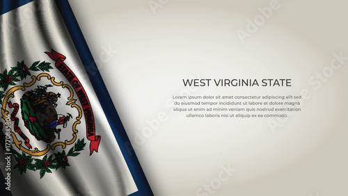 High Quality Backgound with Wavy Flag of State of West Virginia