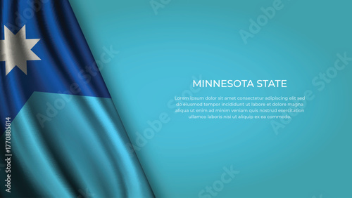 High Quality Backgound with Wavy Flag of State of Minnesota