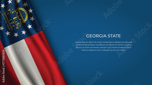 High Quality Backgound with Wavy Flag of State of Georgia