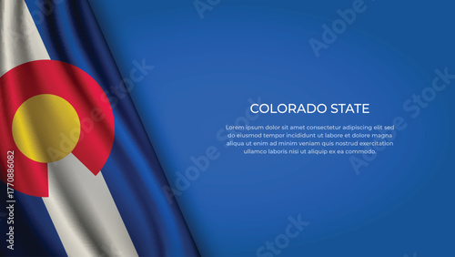 High Quality Backgound with Wavy Flag of State of Colorado