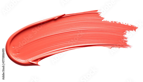 textured abstract salmon color paint stroke isolated on transparent background, png