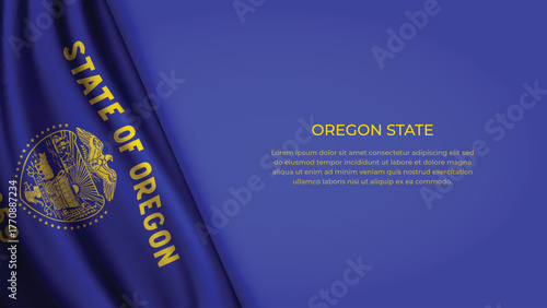 High Quality Backgound with Wavy Flag of State of Oregon