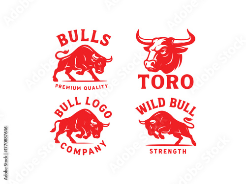 Wild Bull and Toro Logo Collection – Retro Vintage Animal Emblem Vector for T-Shirts