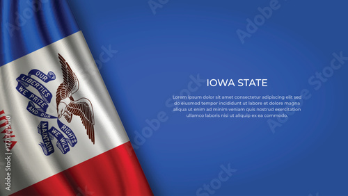 High Quality Backgound with Wavy Flag of State of Iowa