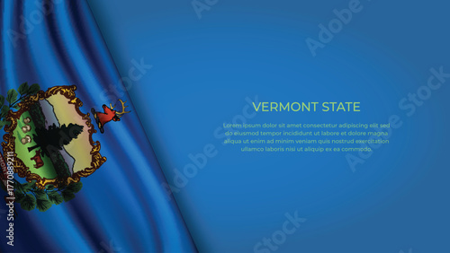 High Quality Backgound with Wavy Flag of State of Vermont