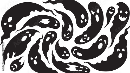 Seamless Ghost Pattern – Spooky Abstract Vector Background.