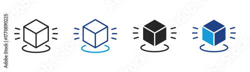 3D Cube icon set multiple style collection