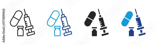 Vaccine Dose icon set multiple style collection
