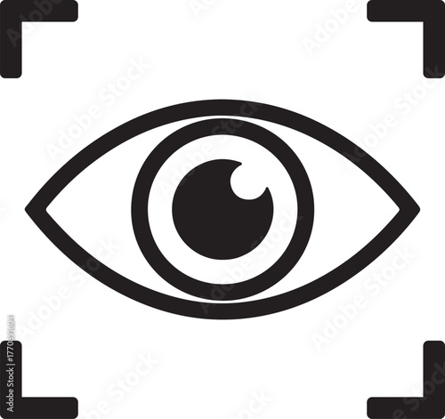 Modern eye scanning icon futuristic technology vision biometric identification security surveillance data recognition concept symbol