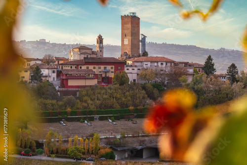 Picturesque Langhe Countryside with Vineyards and Historic Architecture