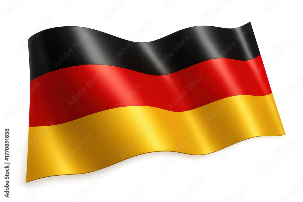 Naklejka premium Germany flag a national symbol, waving on a transparent background, representing national identity, pride, and freedom