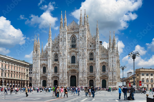 Milan Cathedral (Duomo di Milano), piazza del Duomo and Vittorio Emanuele II Gallery in Milan, Italy. Architecture and landmarks of Milan.