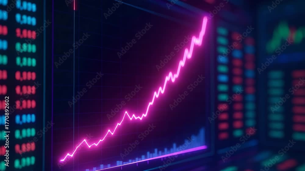 A vibrant digital illustration of a rising financial graph, symbolizing growth and progress in business and investment.