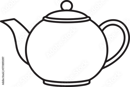 Simple minimalist line art teapot icon a classic brewing vessel for hot beverages like tea coffee and herbal infusions a clean design element