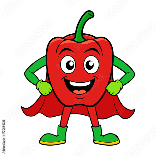 bell pepper posing like superhero