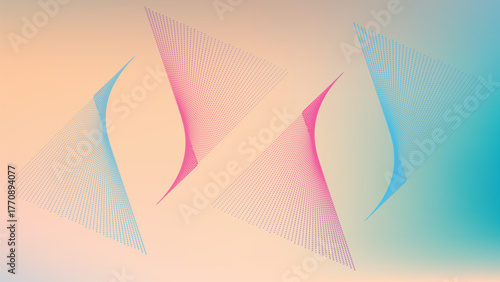 Abstract Geometric Composition with Gradient Background and Dot Patterned Shapes creating a Modern and Artistic Visual Display with a Soft Color Palette