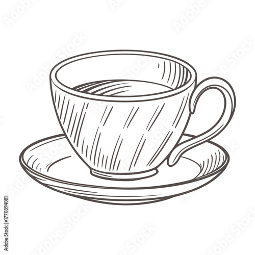 minimalist vector of a ceramic teacup and saucer