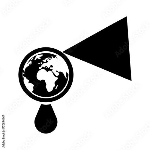 Earth with a spotlight and a falling drop representing resource depletion