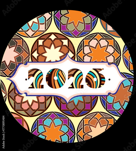 New Year 2025, 2026, 2027 decorative design