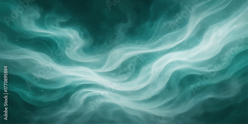 Flowing abstract blue and green waves create a smooth, soft liquid design and texture pattern