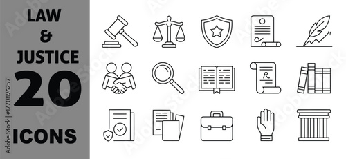 Law and justice icons vector