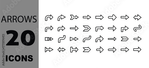 Arrows icons pack navigation direction signage set vector
