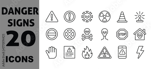 Danger signs icons warning symbols vector