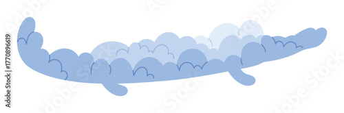 Playful blue cloud in a whimsical animal shape isolated on white background vector illustration