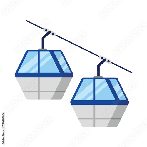Modern Hong Kong cable car gondolas on white background, perfect for travel and tourism concepts isolated vector illustration
