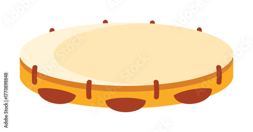 Isolated Brazilian tambourine percussion instrument for music, culture, and festival design vector illustration