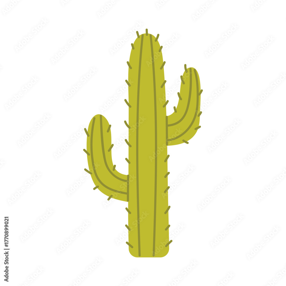 Naklejka premium Minimalist isolated cactus inspired by Chile desert nature on white background vector illustration