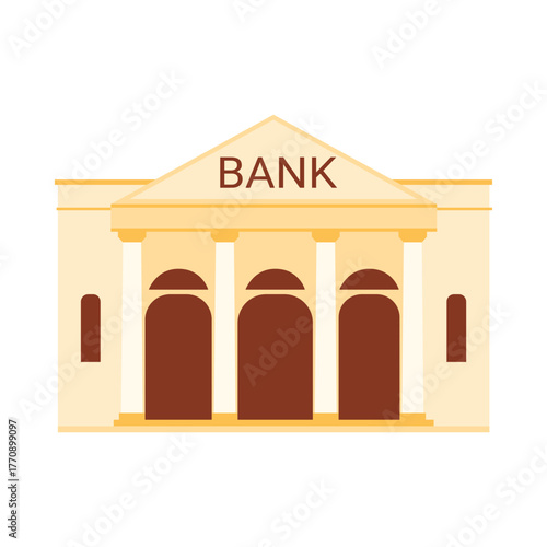 Classic Swiss bank building with columns and arches, isolated on white background vector illustration
