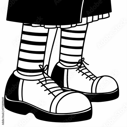 Stylized Legs with Striped Socks and Lace-up Shoes