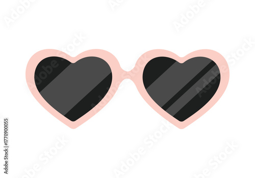 Fashionable heart sunglasses with pink frame isolated on white background for women vector illustration