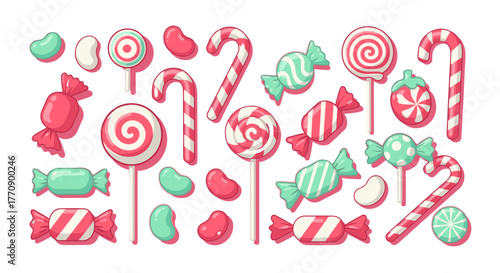 Assortment of colorful candies and lollipops