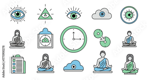 Collection of spiritual and meditation icons