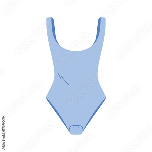 Minimalist isolated blue women swimsuit for summer beachwear and fashion concepts vector illustration