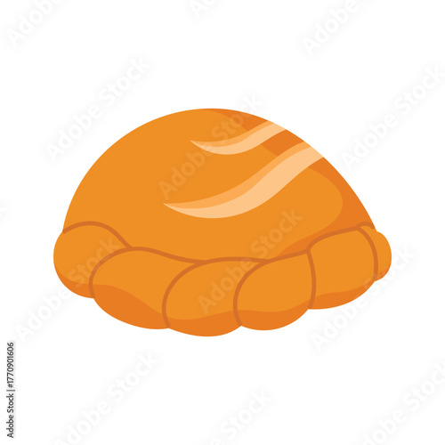 Golden brown Ukrainian pirozhki pastry isolated on white background for food and culture concepts vector illustration