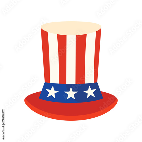 Classic red white blue Uncle Sam hat isolated on white background for USA celebration vector illustration