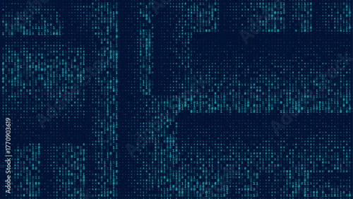 Abstract binary background for hackathon and other digital events. Fallen zero numbers with matrix effect on futuristic background