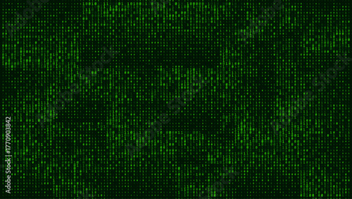 Binary computer code on black background, abstract illustration